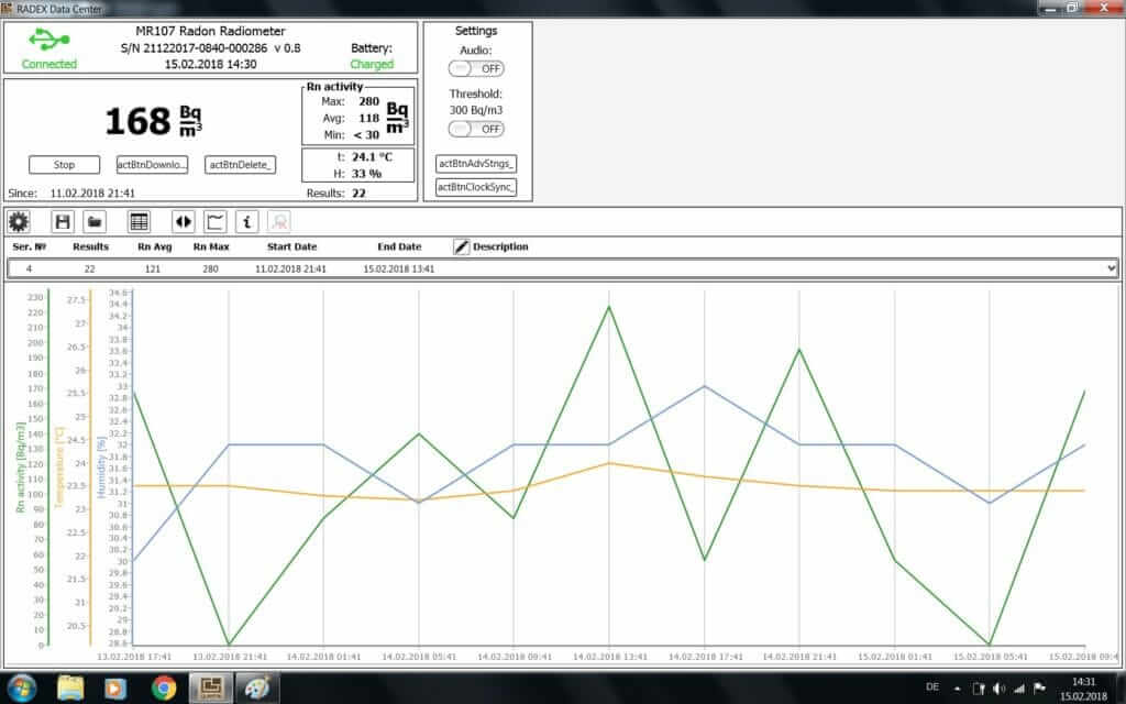 MR107 Radon Messgerät Software