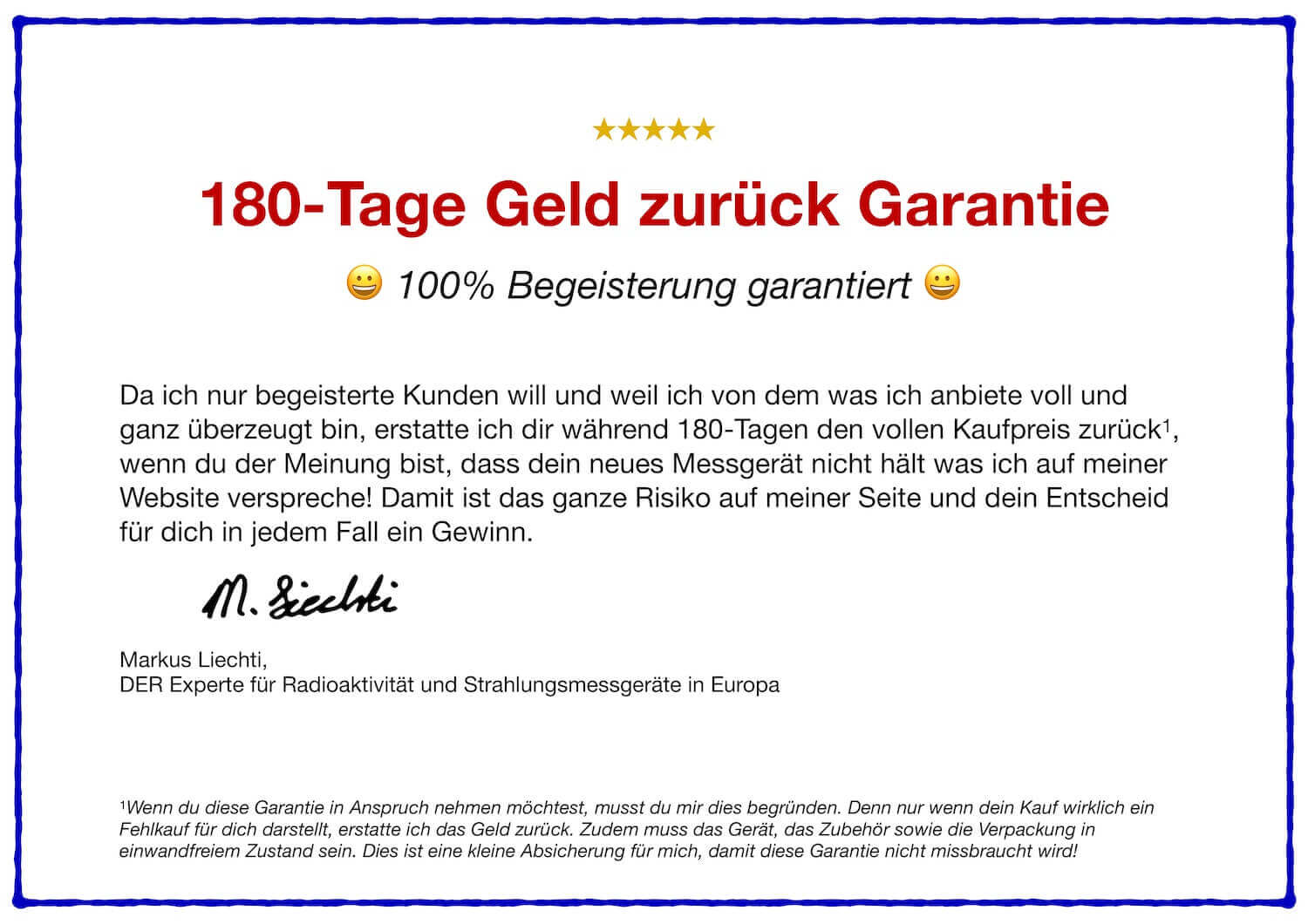 Garantie Zertifikat - Geigerzähler & Radonmessgerät